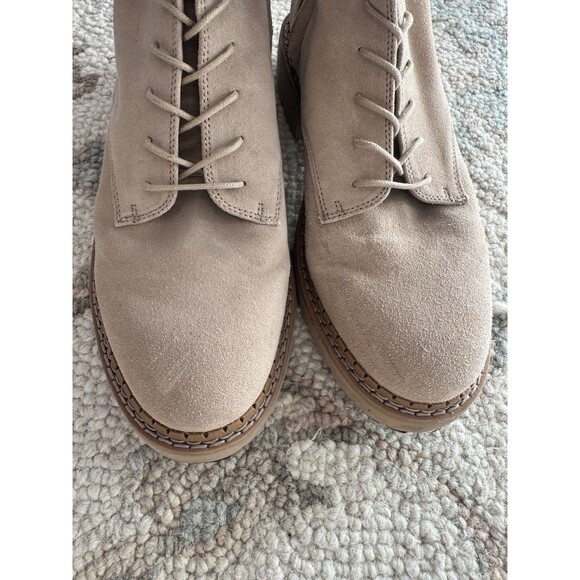 Sam Edelman Lace Up Beige Tan Suede Boots Combat Boots Lex Boot 8.5 - Picture 8 of 10